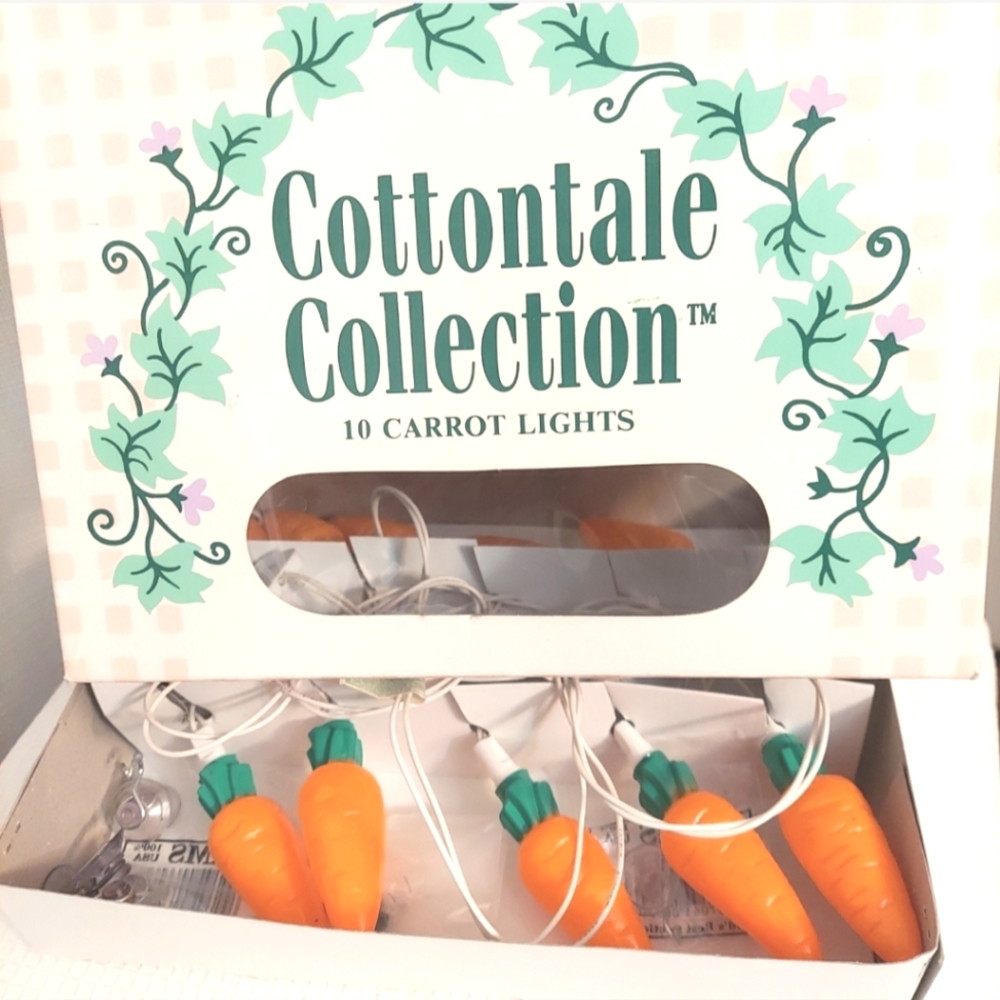 Vtg Easter Carrot String Light 10 Plastic Vegetables Cottontale Collection